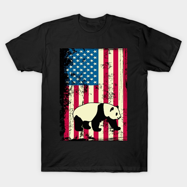 Panda Bear American Flag USA Patriotic 4th Of July Gifts T-Shirt by KittleAmandass